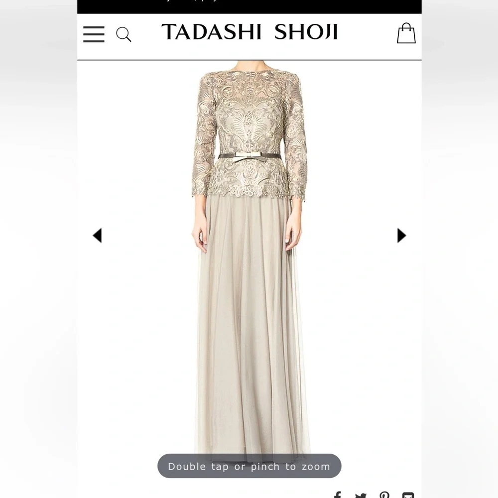 tadashi shoji corded lace dress Tadashi Shoji Hoyt Lotus Embroidered Tulle Gown